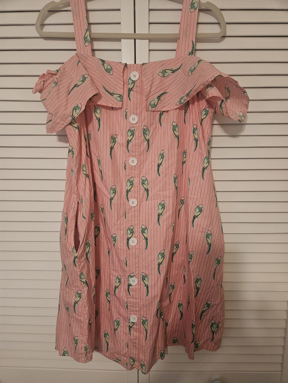 crown & ivy Pink Striped Dress with Green Parrot Print - Picture 2 of 3